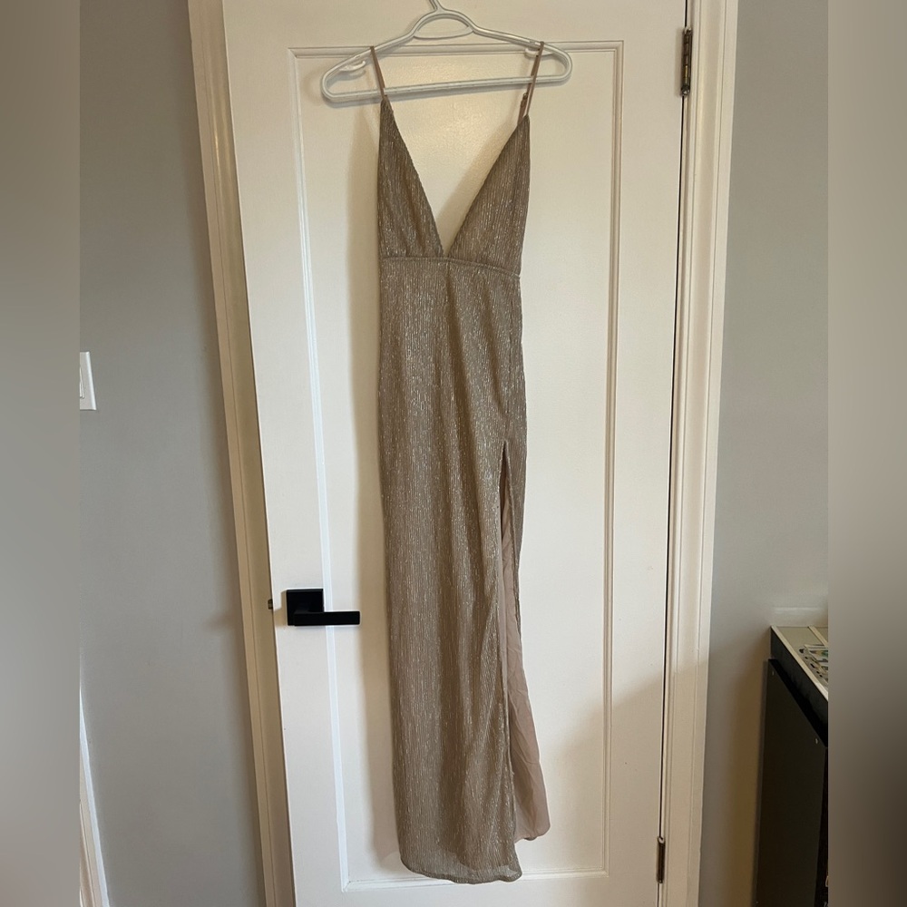 Superdown Champagne High Slit Maxi Dress - Picture 3 of 6